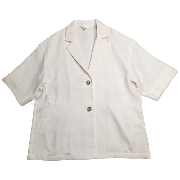 Moussy Ivory H/S Single Short Sleeve Button Up Boxy Collared Blazer Jacket OS L - Picture 1 of 5